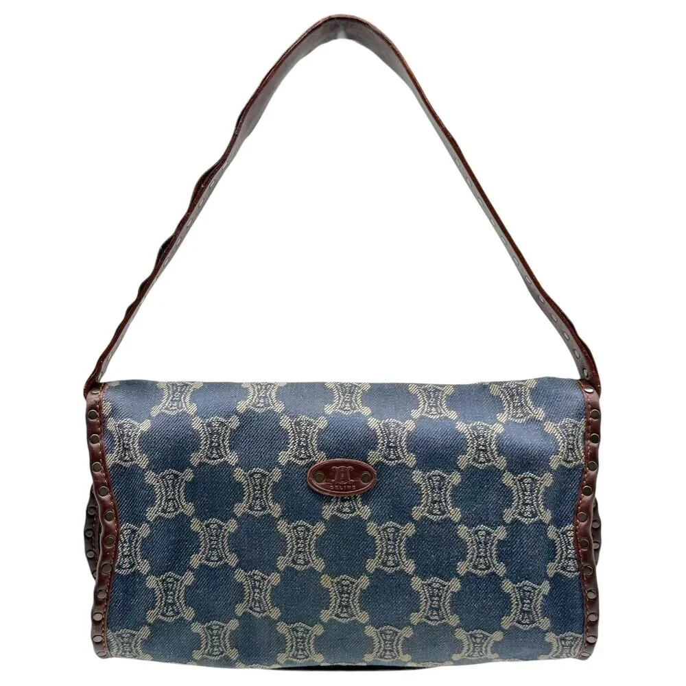 Celine Denim Triomphe Monogram Poulbot Bag - Picture 2 of 12